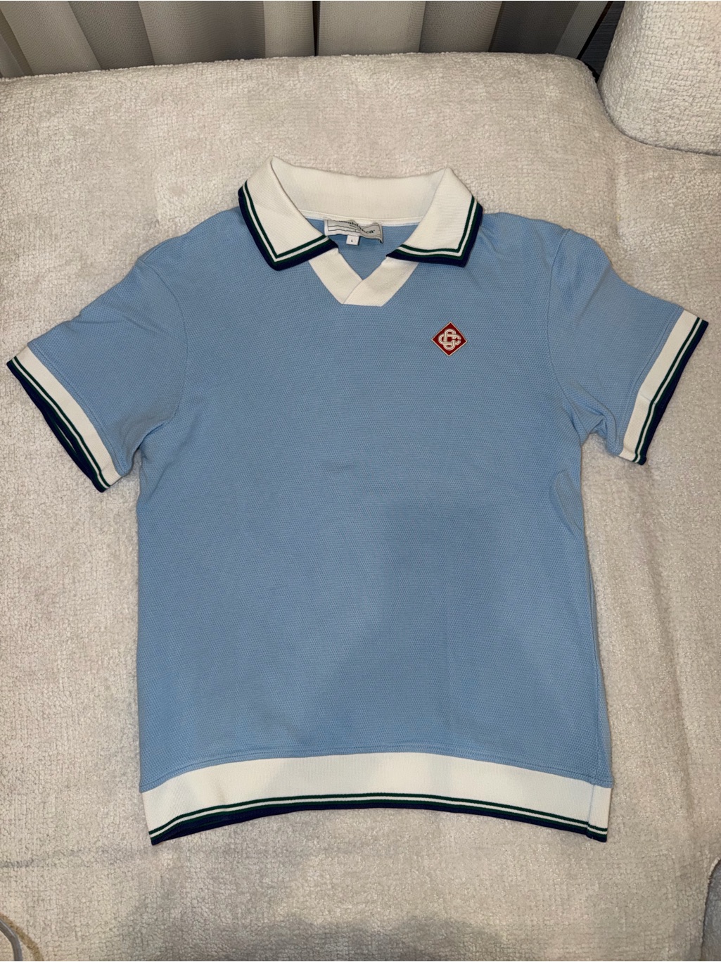 Light Blue Mens Polo With Contrast Trim